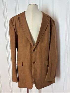 NWOT ECCE UOMO 100% Linen Tan Brown Blazer 56 EU Luxury Summer Sport Coat Italy